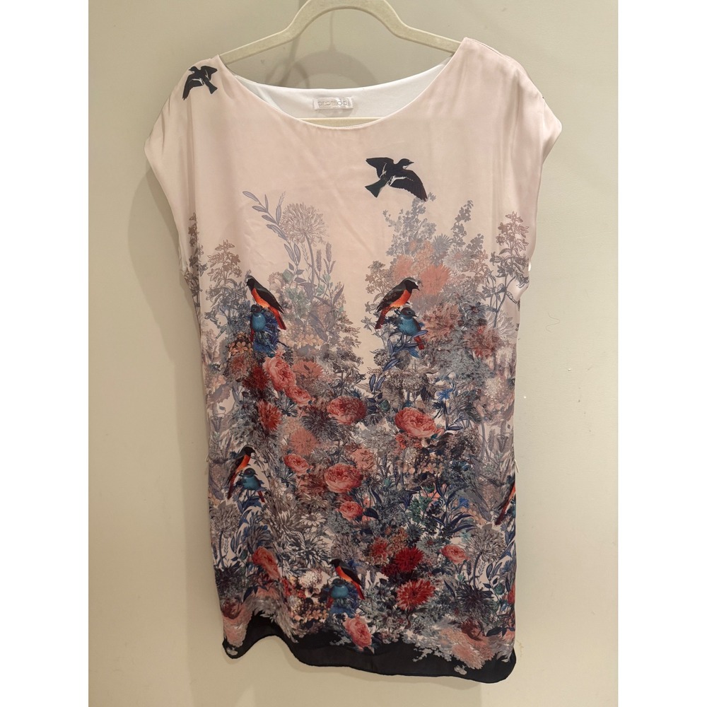 Whimsical floral bird print shift dress cottagecore artsy romantic medium - Picture 10 of 10